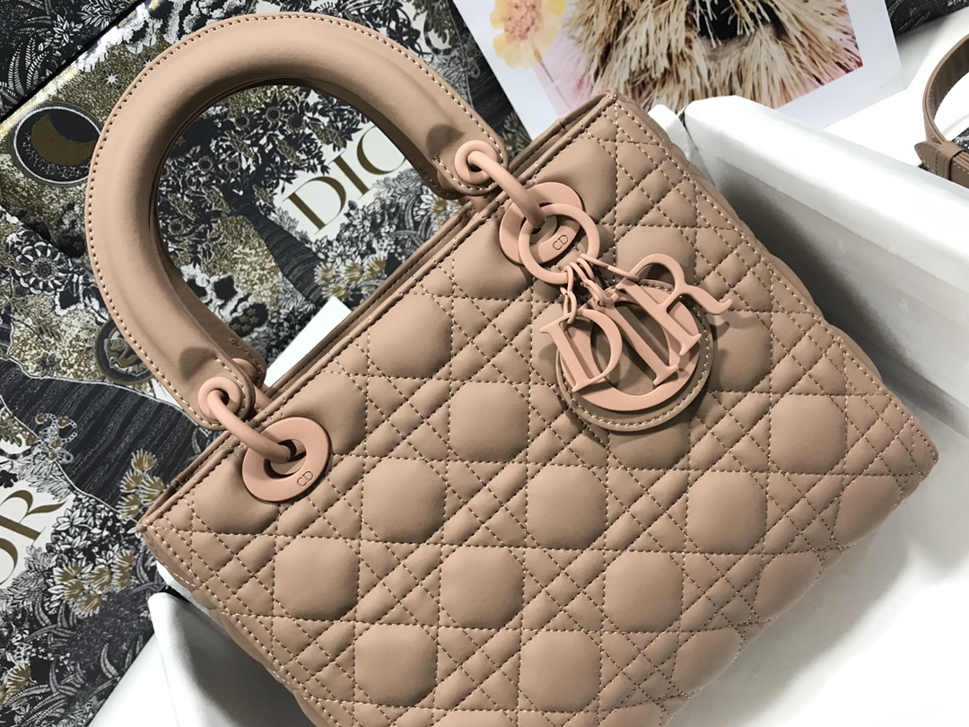 Medium Lady Dior Bag Biscuit Ultramatte Cannage Calfskin